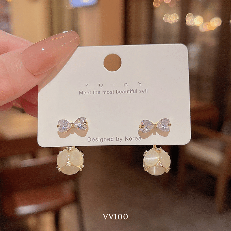 Bông tai nơ đính đá thời trang nữ tính dịu dàng Mely VV100