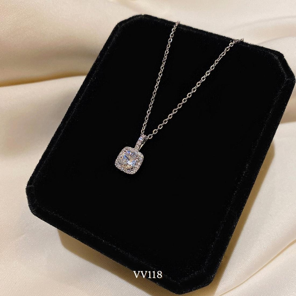 Dây chuyền nữ mặt đá vuông đính đá phong cách đơn giản thời trang VV118
