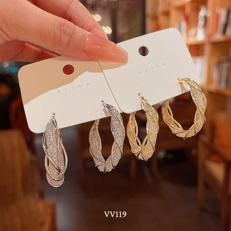 Bông tai nữ tròn xoắn đính đá phụ kiện trang sức cá tính VV119