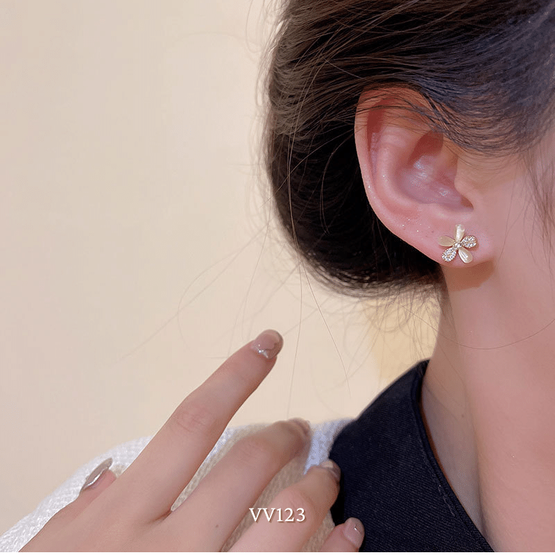 Set Bông tai nữ hình hoa đính đá phụ kiện trang sức thời trang VV123
