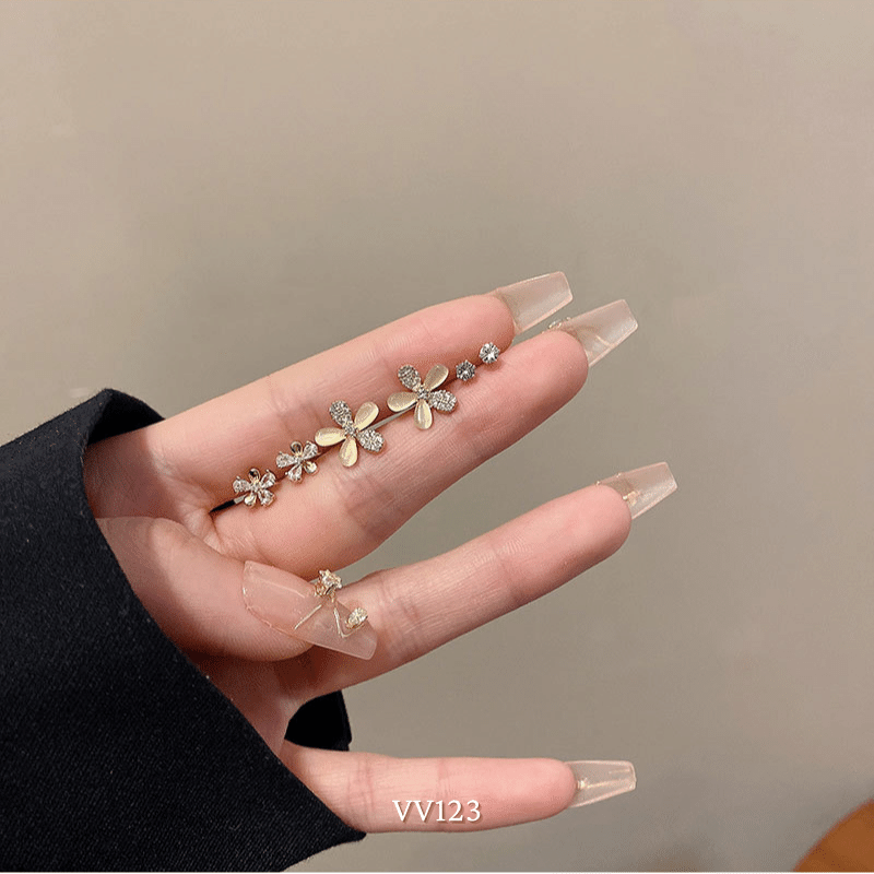 Set Bông tai nữ hình hoa đính đá phụ kiện trang sức thời trang VV123