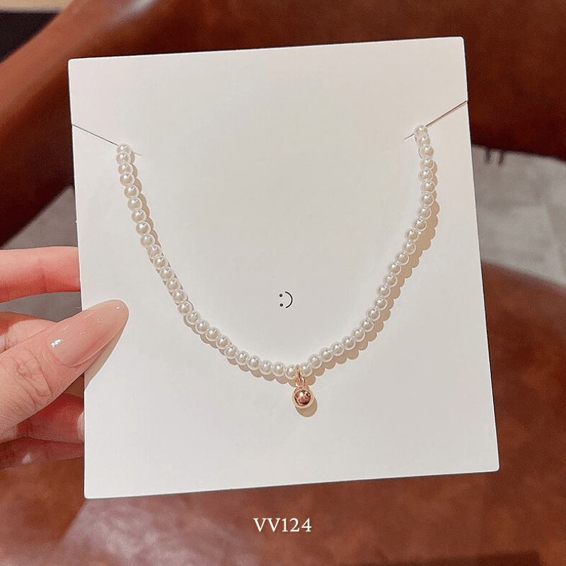 Dây chuyền ngọc trai nhân tạo loại hạt nhỏ phong cách Basic thời trang - VV124