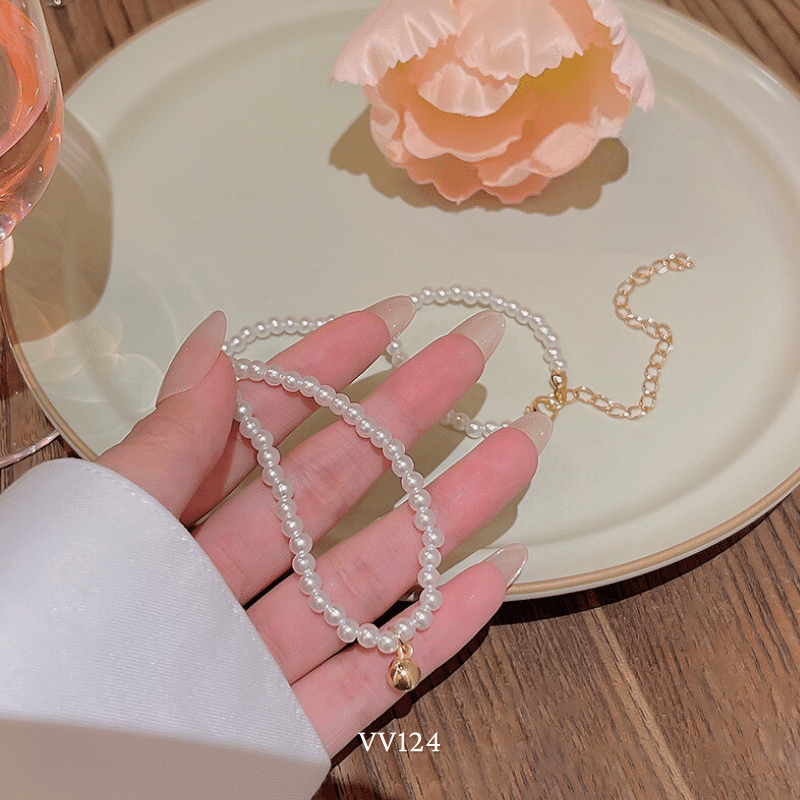 Dây chuyền ngọc trai nhân tạo loại hạt nhỏ phong cách Basic thời trang - VV124