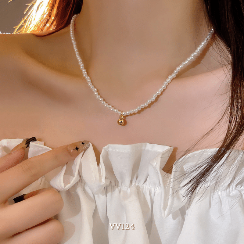 Dây chuyền ngọc trai nhân tạo loại hạt nhỏ phong cách Basic thời trang - VV124