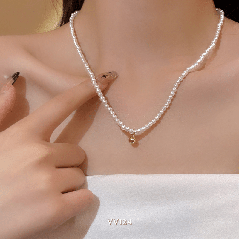 Dây chuyền ngọc trai nhân tạo loại hạt nhỏ phong cách Basic thời trang - VV124