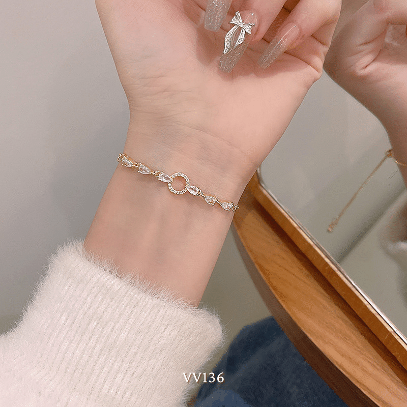 Vòng tay nữ mạ vàng đính đá cao cấp dạng dây rút phong cách nhẹ nhàng thời trang VV136