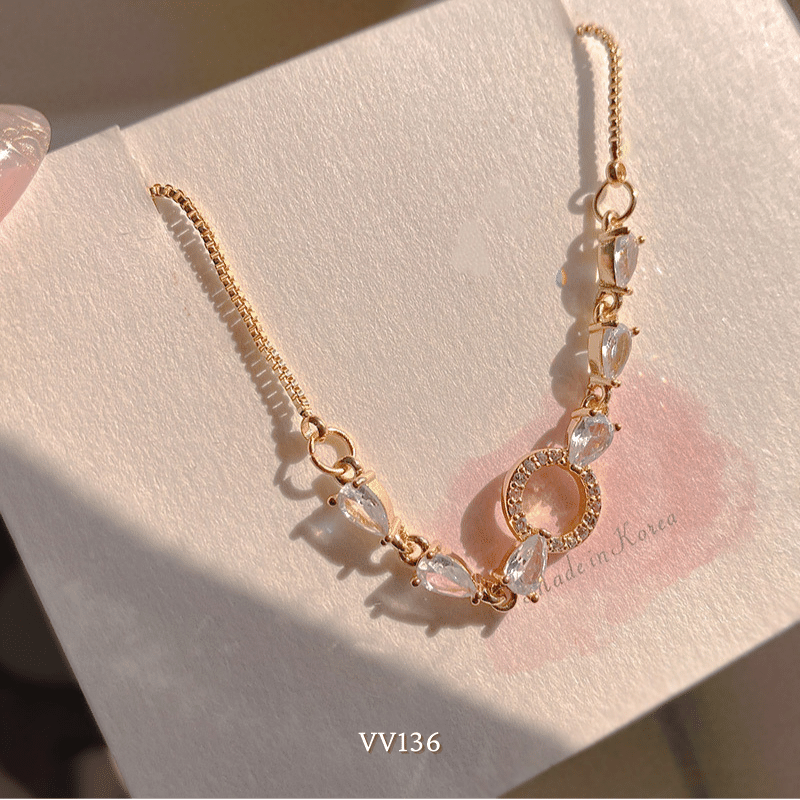 Vòng tay nữ mạ vàng đính đá cao cấp dạng dây rút phong cách nhẹ nhàng thời trang VV136