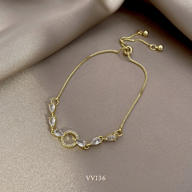 Vòng tay nữ mạ vàng đính đá cao cấp dạng dây rút phong cách nhẹ nhàng thời trang VV136