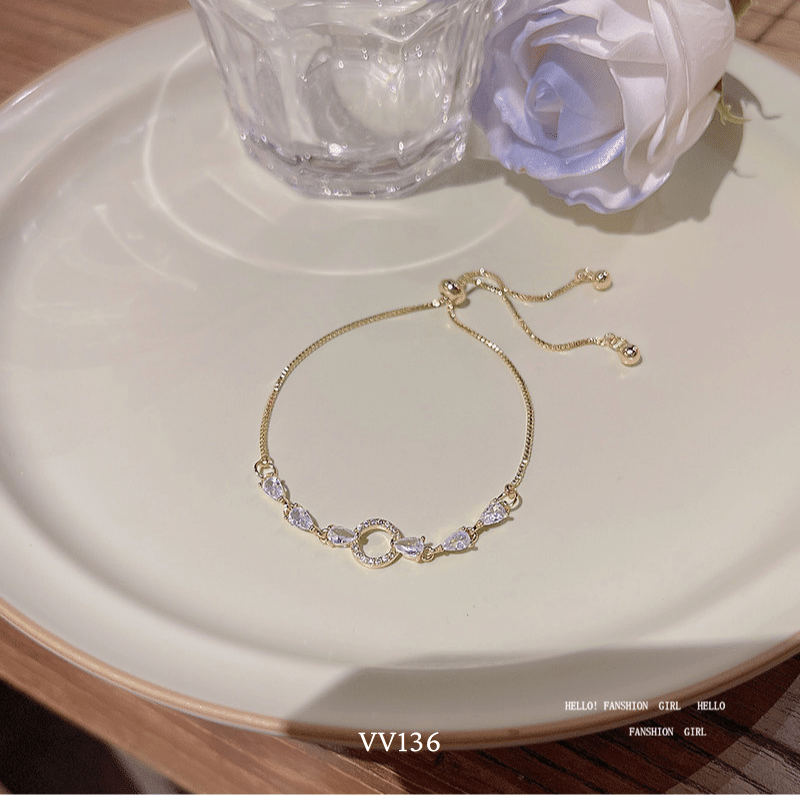 Vòng tay nữ mạ vàng đính đá cao cấp dạng dây rút phong cách nhẹ nhàng thời trang VV136