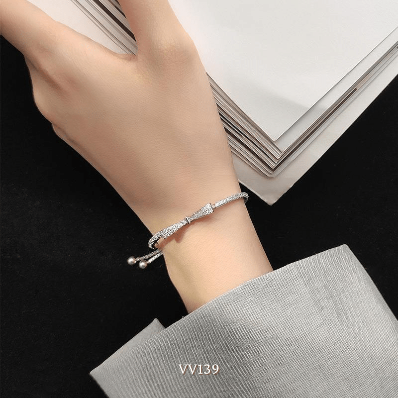 Vòng tay nữ mạ bạc cao cấp hình nơ đính đá sang trọng thời trang  VV139