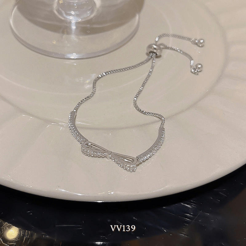 Vòng tay nữ mạ bạc cao cấp hình nơ đính đá sang trọng thời trang  VV139