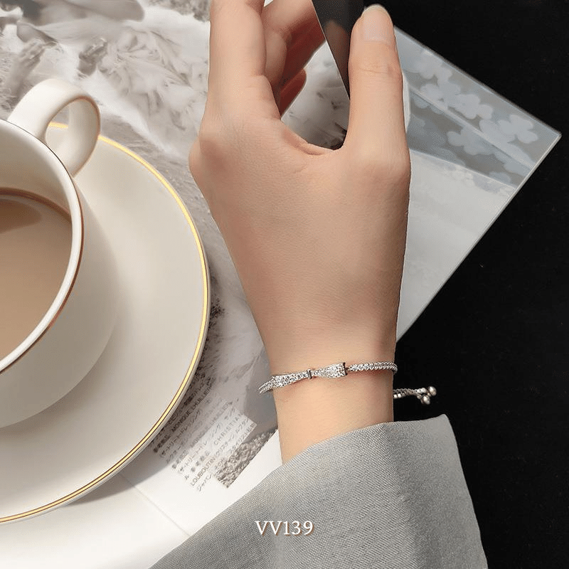 Vòng tay nữ mạ bạc cao cấp hình nơ đính đá sang trọng thời trang  VV139