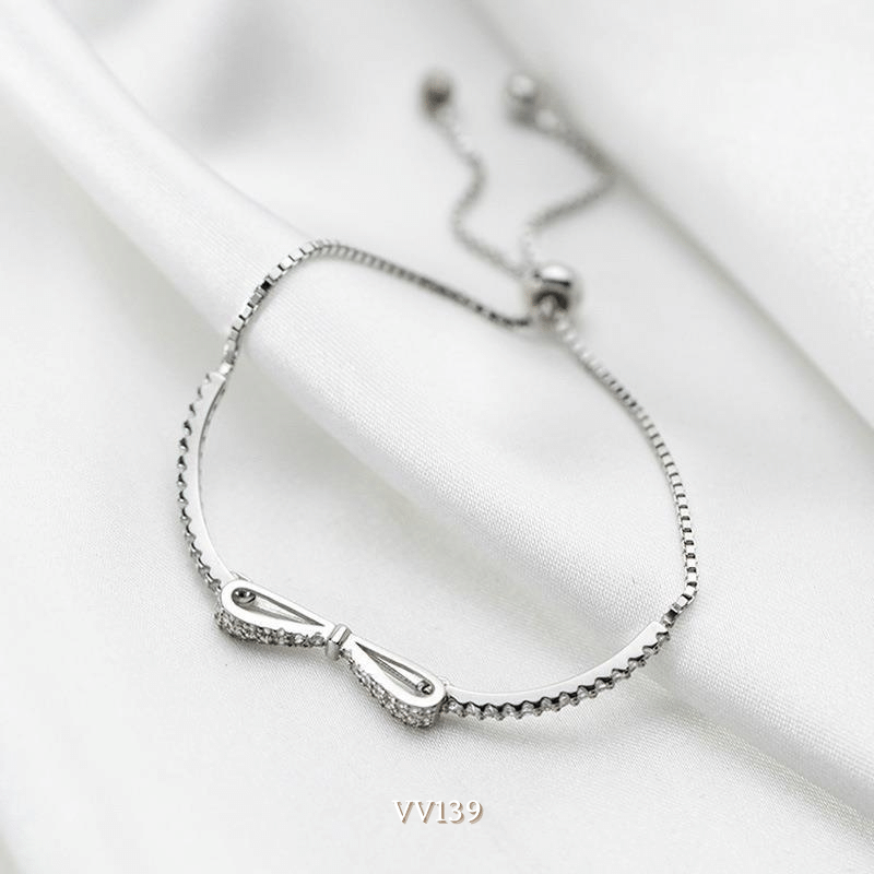 Vòng tay nữ mạ bạc cao cấp hình nơ đính đá sang trọng thời trang  VV139