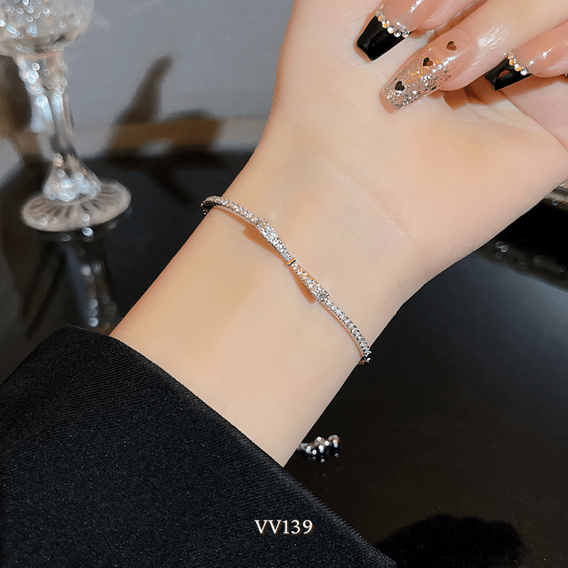 Vòng tay nữ mạ bạc cao cấp hình nơ đính đá sang trọng thời trang  VV139