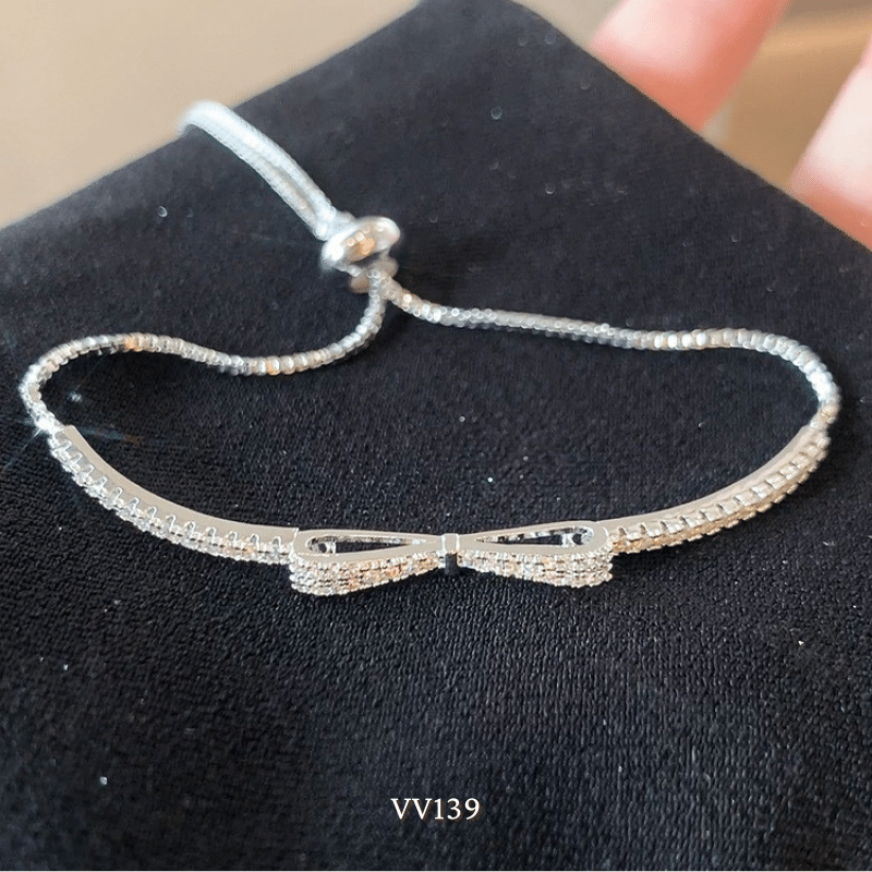 Vòng tay nữ mạ bạc cao cấp hình nơ đính đá sang trọng thời trang  VV139