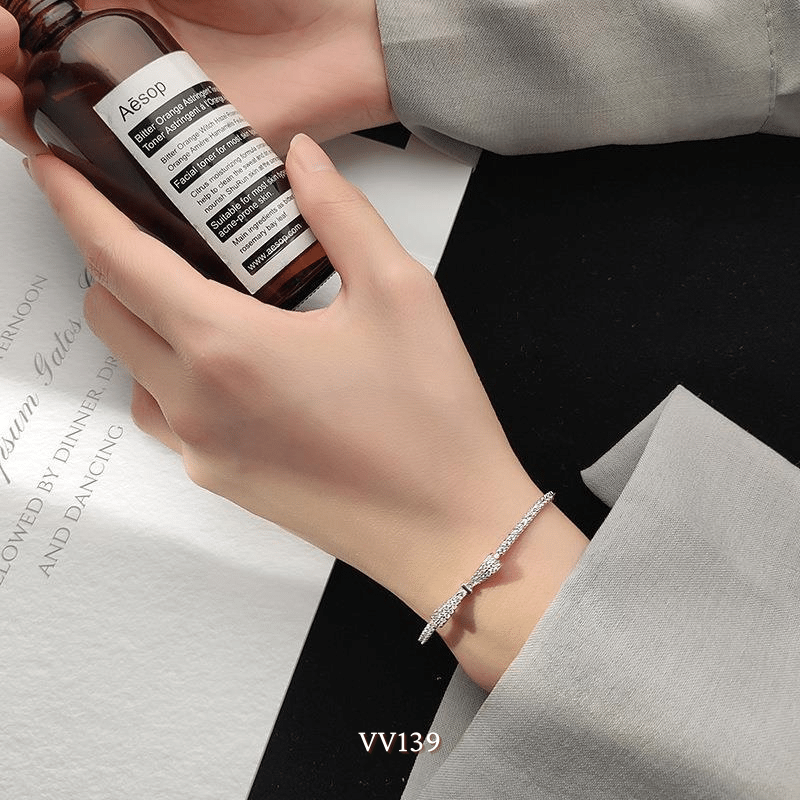 Vòng tay nữ mạ bạc cao cấp hình nơ đính đá sang trọng thời trang  VV139