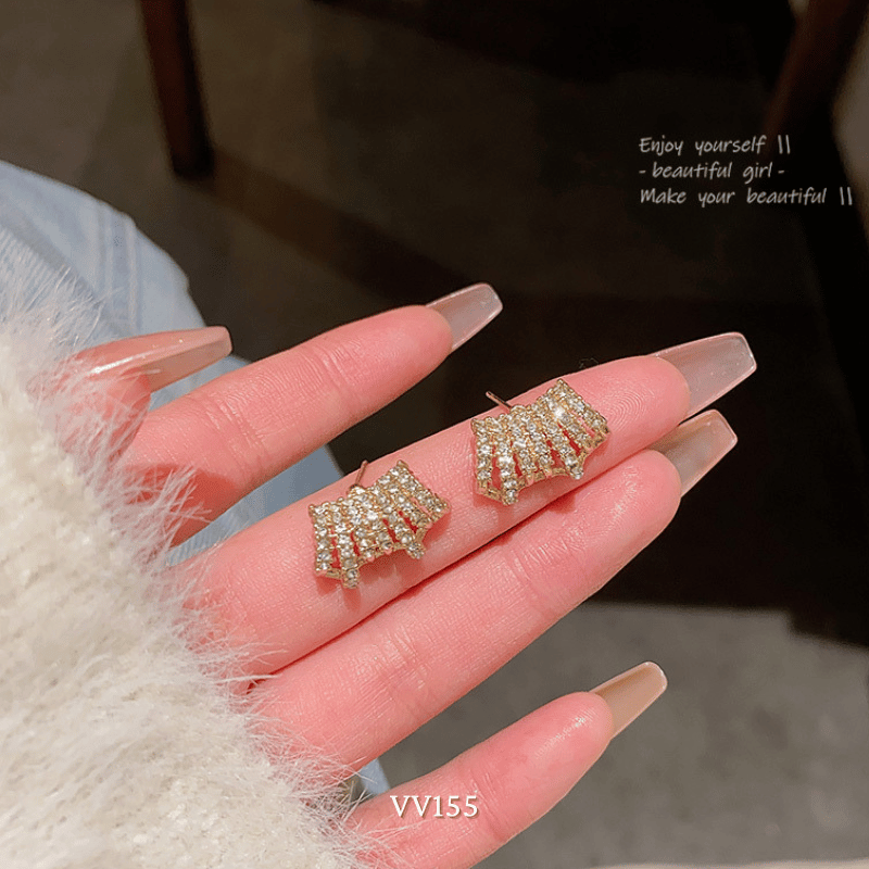 Bông tai mạ vàng hình C nhiều tầng thời trang Retro - VV155