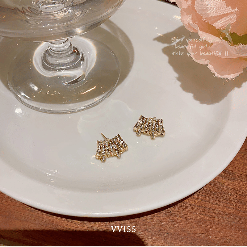 Bông tai mạ vàng hình C nhiều tầng thời trang Retro - VV155