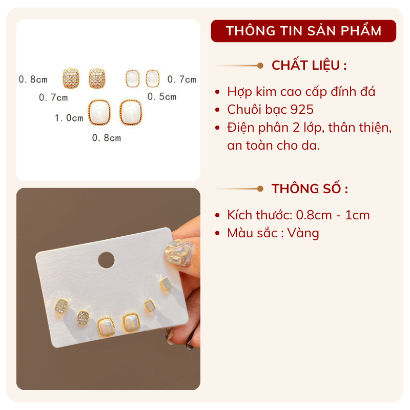 Set bông tai đính đá VV180