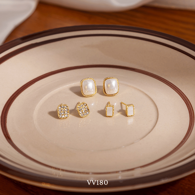 Set bông tai đính đá VV180