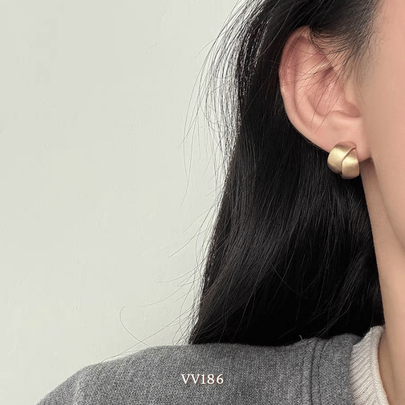 Bông tai xoắn mạ vàng VV186