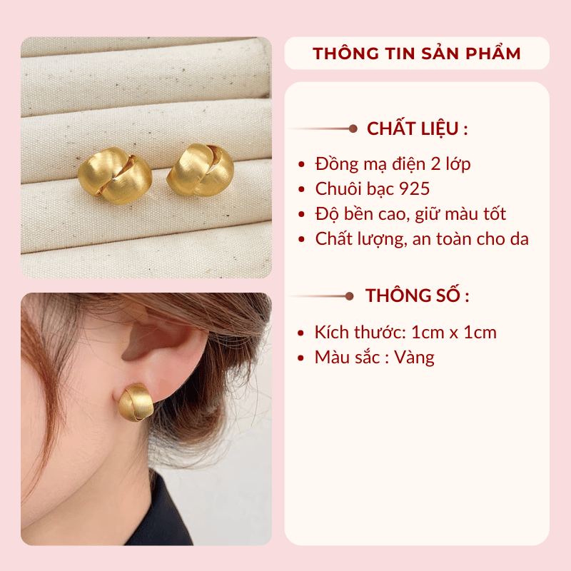 Bông tai xoắn mạ vàng VV186