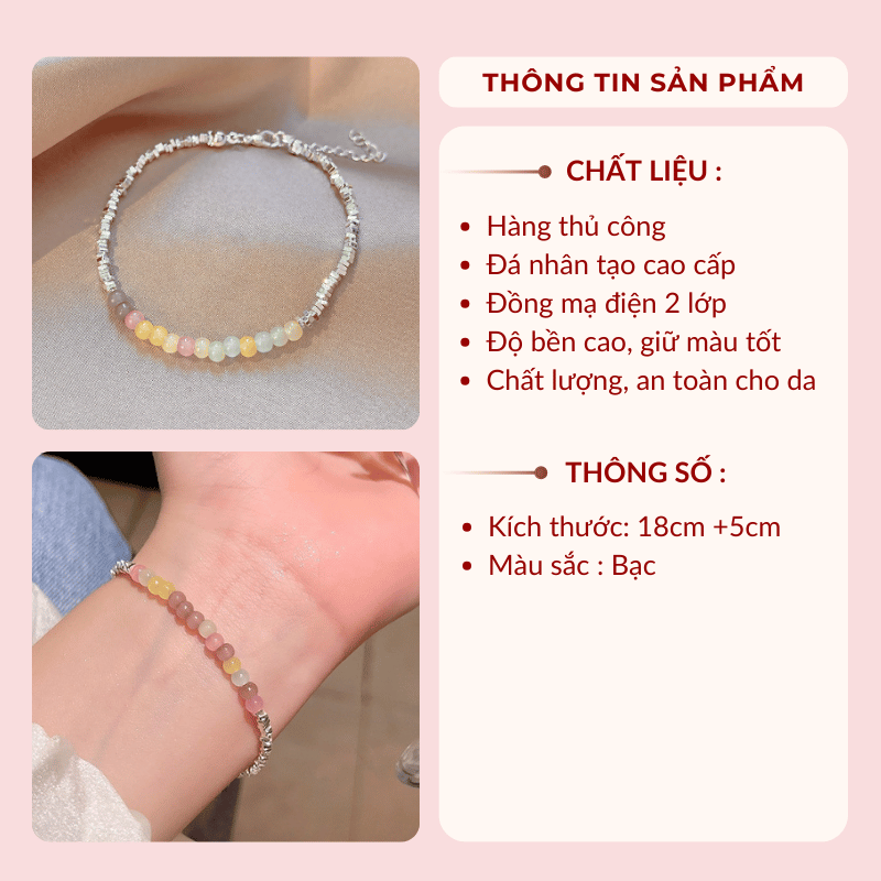 Vòng tay hạt đá nhiều màu VV189