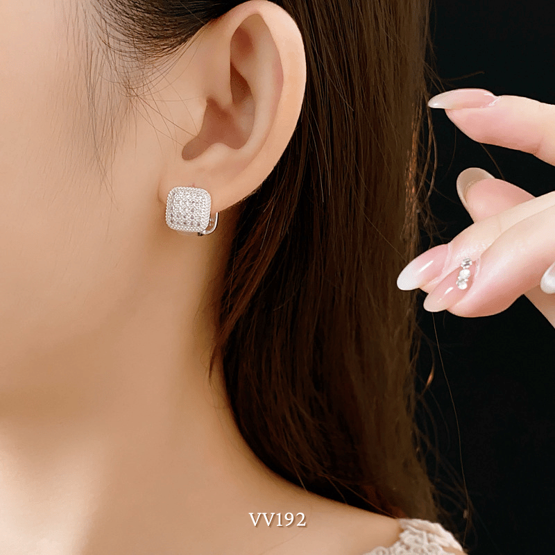 Bông tai vuông đính đá lớn VV192