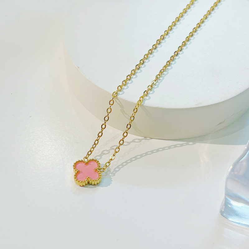 Dây chuyền Thép Titan hai mặt cỏ bốn lá TT114