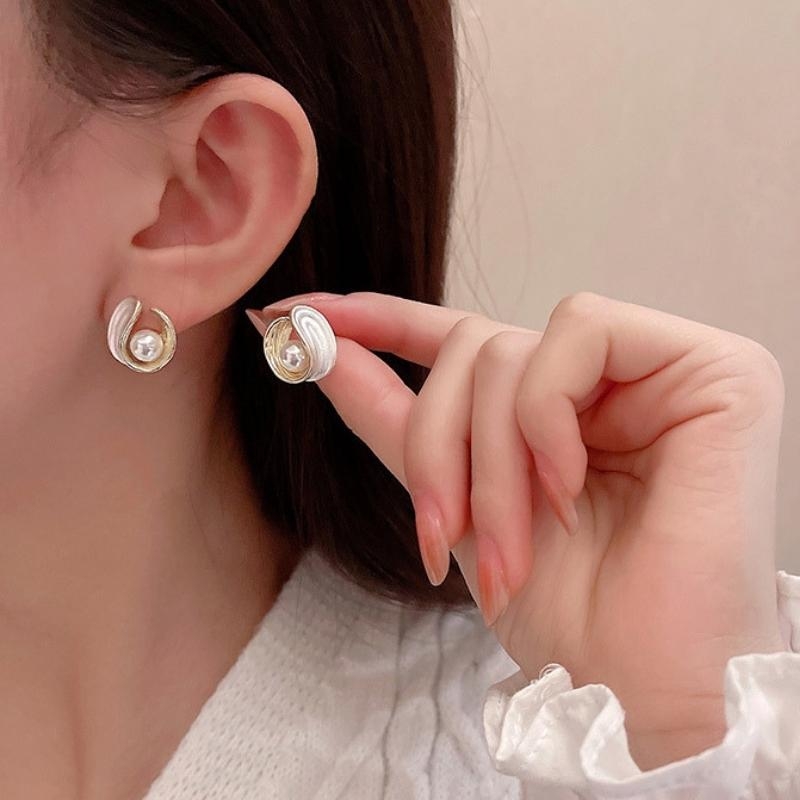 Bông tai hoa nụ trắng chuôi bạc 925 sang trọng phá cách kiểu dáng Hàn Quốc dành cho nữ VV48
