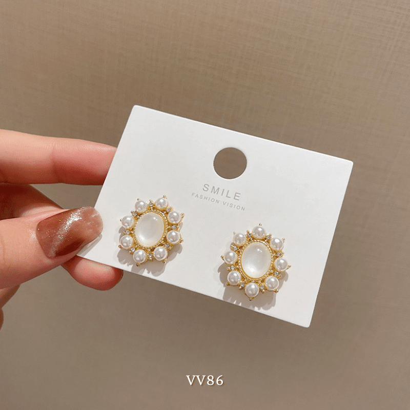 Bông tai nữ hình tròn phong cách retro thời trang nhẹ nhàng Mely VV86
