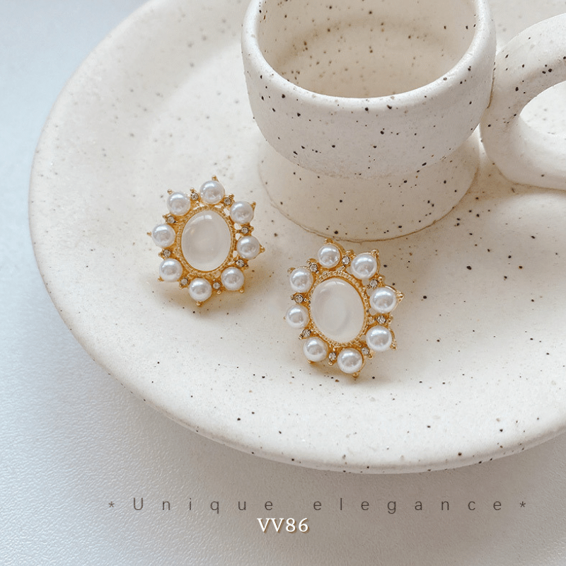 Bông tai nữ hình tròn phong cách retro thời trang nhẹ nhàng Mely VV86