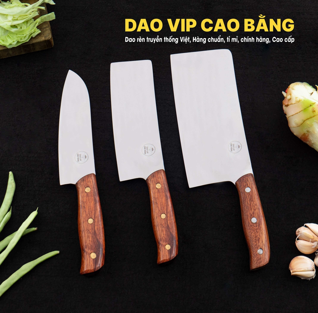 Bộ dao bếp 3 món thép trắng CB89TH HÀNG CHUẨN DAO VIP CAO BẰNG