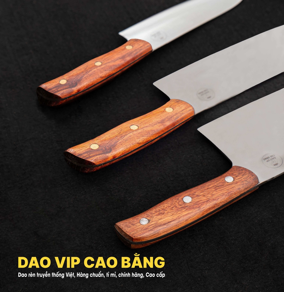 Bộ dao bếp 3 món thép trắng CB89TH HÀNG CHUẨN DAO VIP CAO BẰNG