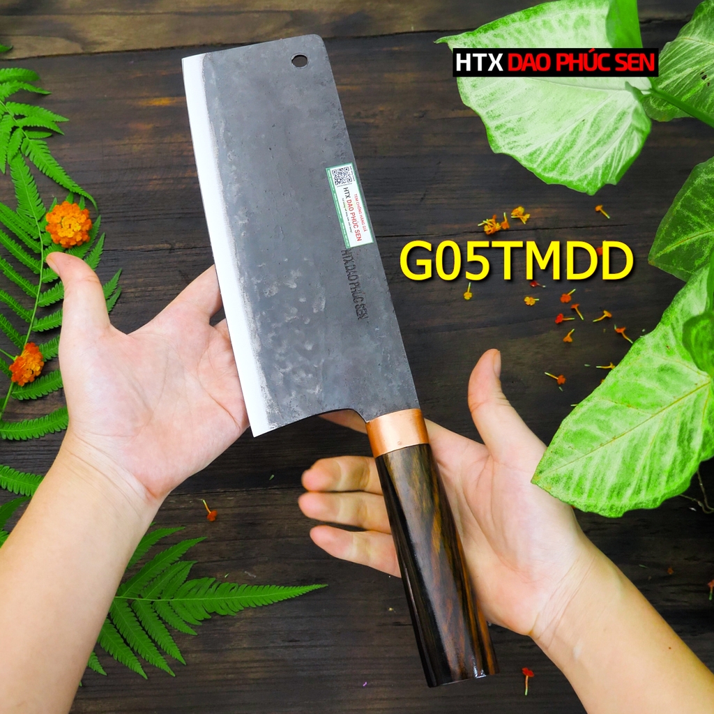 Dao chặt gà sắc bén - Thép nhíp ô tô - Cán mun khâu đồng - G05TMDD