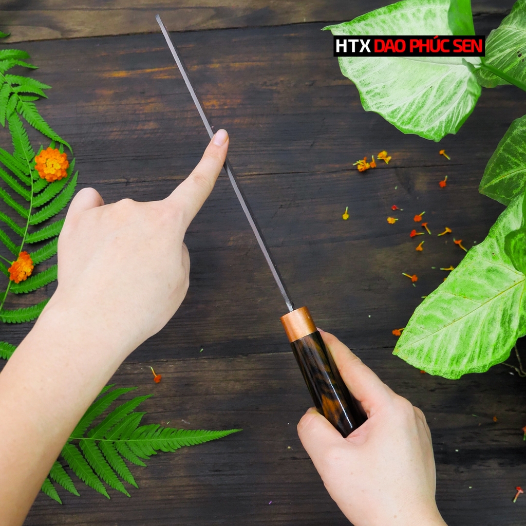 Dao chặt gà sắc bén - Thép nhíp ô tô - Cán mun khâu đồng - G05TMDD