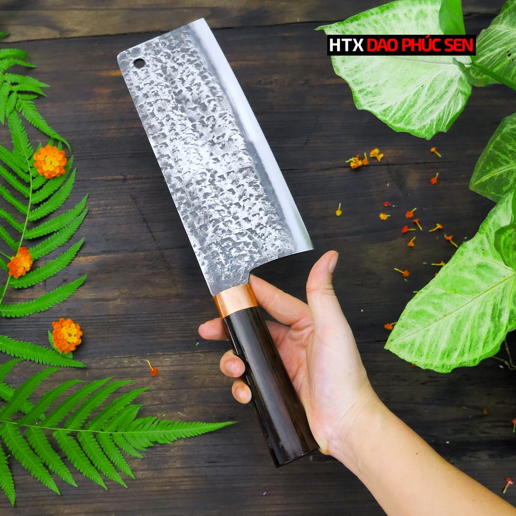 Dao chặt gà sắc bén - Thép nhíp ô tô - Cán mun khâu đồng - G05TMDD