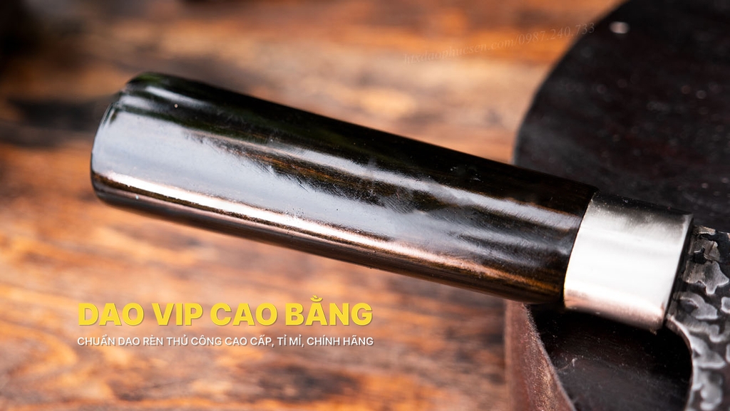 Dao chặt gà sắc bén - Thép nhíp ô tô - Cán mun khâu inox - N09TM DAO VIP CAO BẰNG
