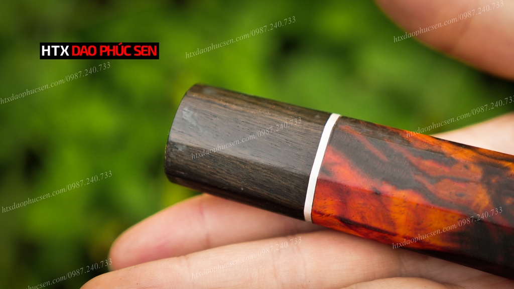 Cán dao Nhật bát giác gỗ mun, trắc - CN08