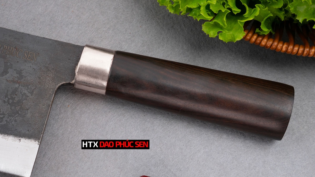 Dao chặt gà thép nhíp cán gỗ mun CG10NM  / HTX DAO PHÚC SEN