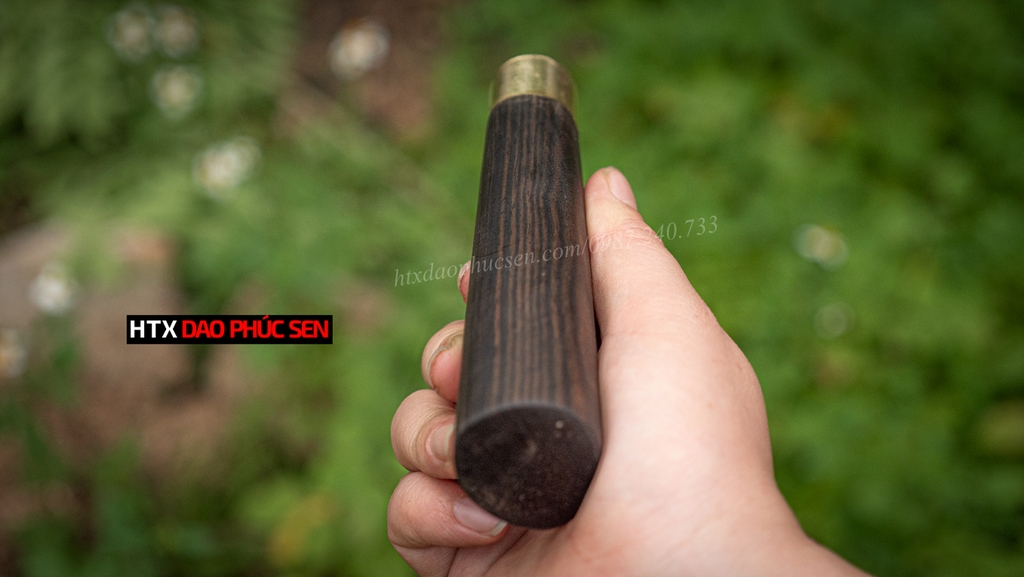 Cán dao bếp gỗ mun khâu đồng vàng - M1D ( tặng 2 chốt đồng vàng ) / HTX DAO PHÚC SEN