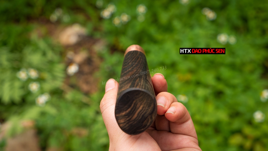 Cán dao bếp gỗ mun khâu đồng đỏ - M1DD, tặng 2 chốt đồng đỏ - hàng chuẩn chính hãng của DAO VIP - HTX DAO PHÚC SEN