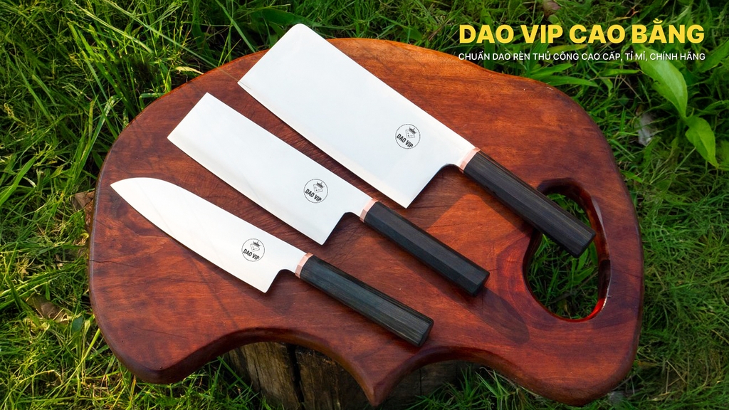 Bộ 3 dao bếp đa năng thép trắng CB89 chất lượng, hàng chuẩn của DAO VIP CAO BẰNG