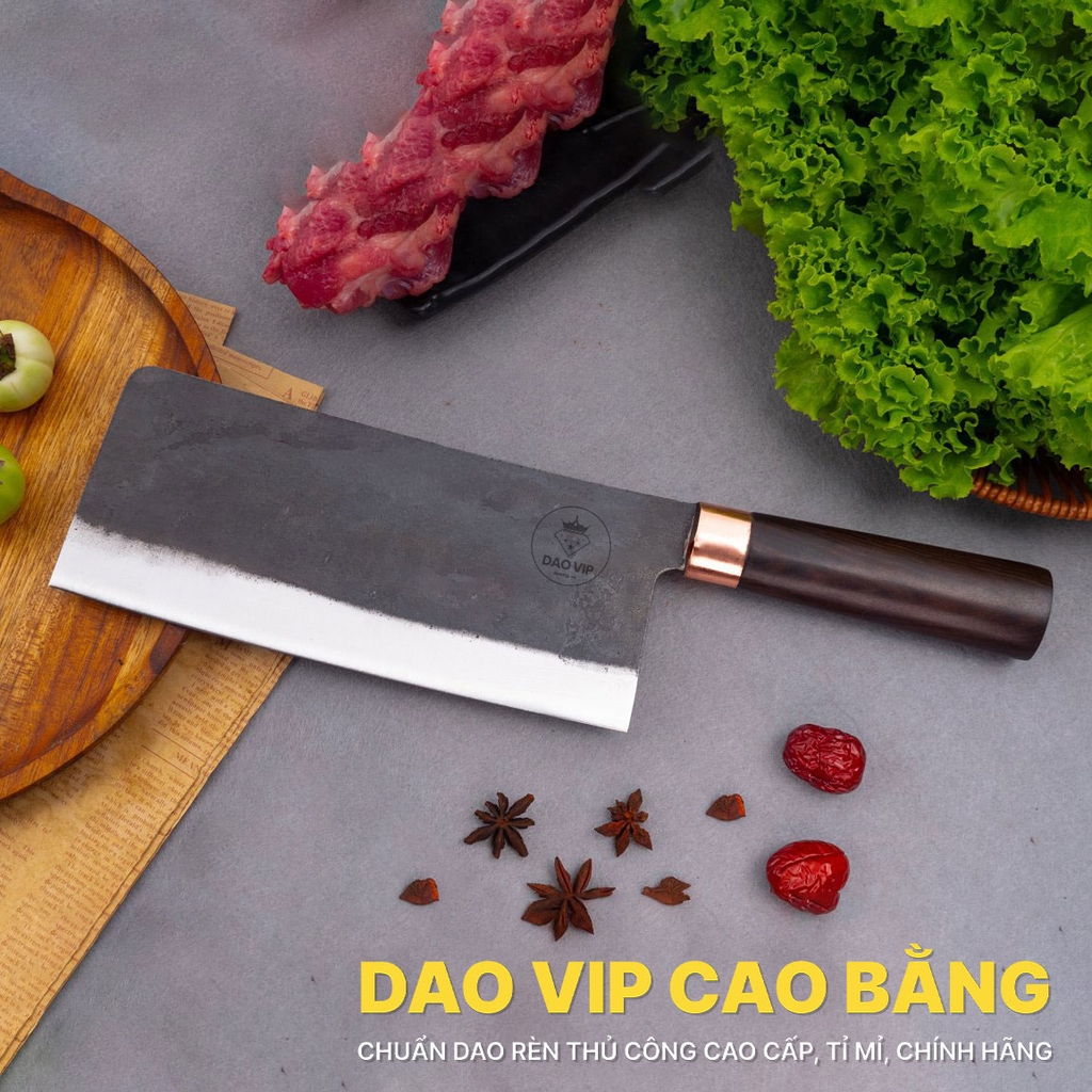 Bộ dao bếp nhíp xe chặt thái lọc đa năng cán gỗ mun CB89NMDD DAO VIP CAO BẰNG