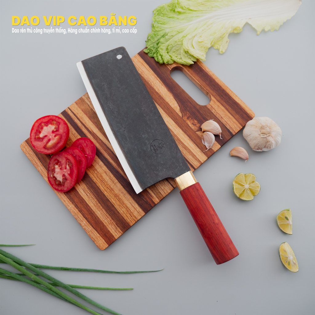 Dao chặt gà sắc bén - Thép nhíp ô tô - Cán Gỗ - khâu đồng - G05TD DAO VIP CAO BẰNG