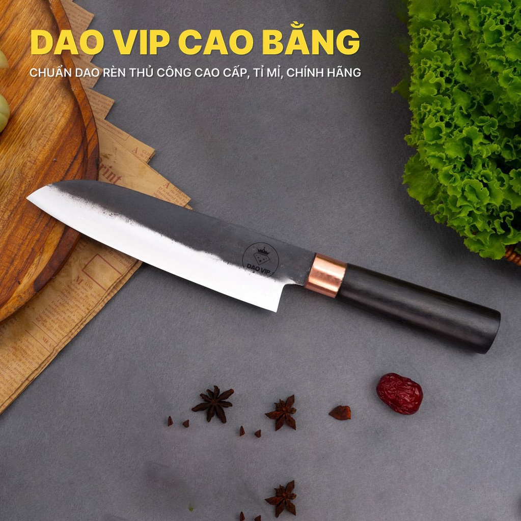 Bộ dao bếp nhíp xe chặt thái lọc đa năng cán gỗ mun CB89NMDD DAO VIP CAO BẰNG