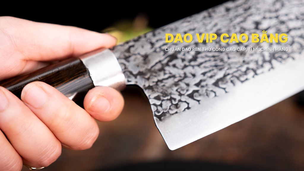 Dao thái lọc sắc bén - Thép nhíp ô tô - Cán mun khâu inox N09ATM sắc bén, bền bỉ, giữ sắc lâu DAO VIP CAO BẰNG