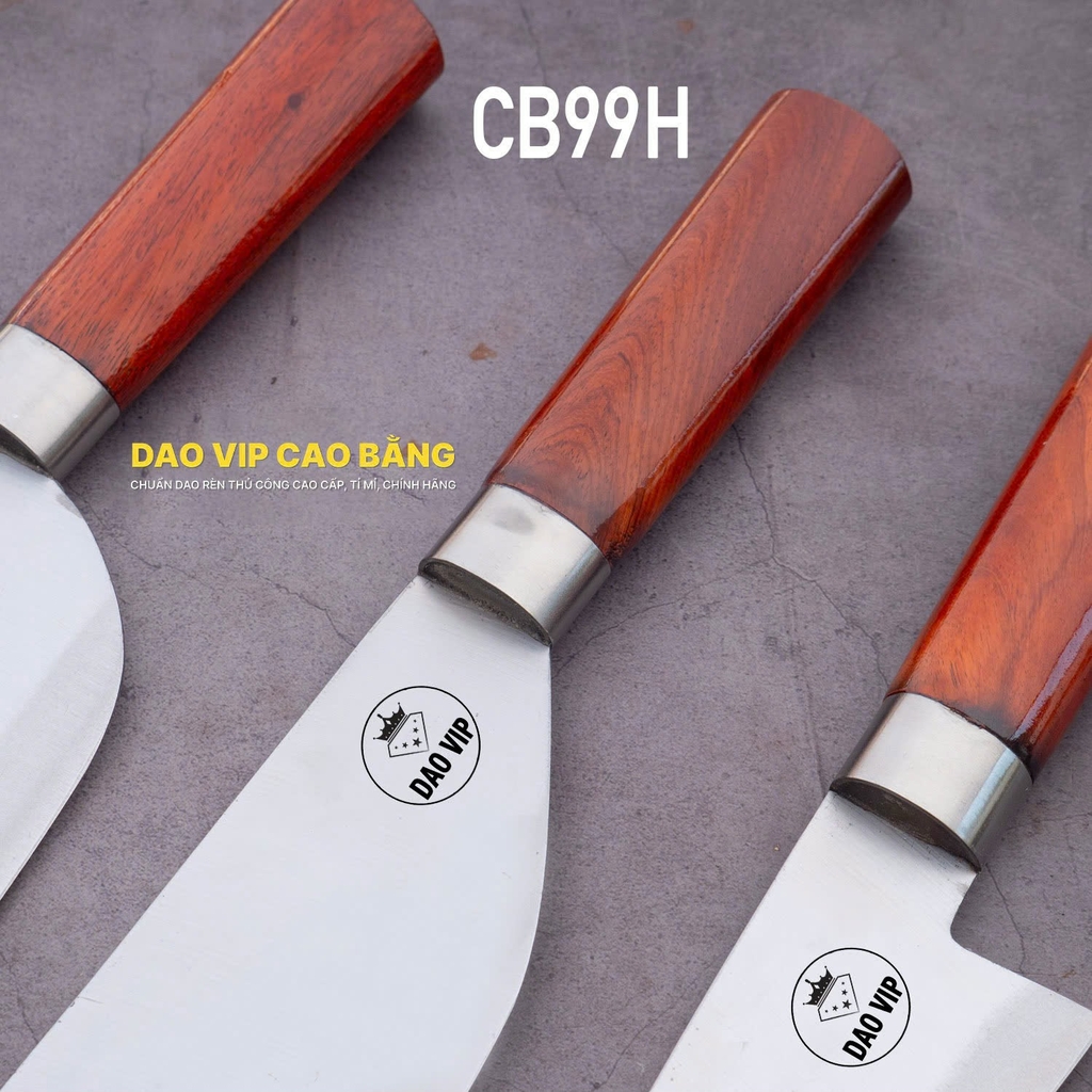 Bộ dao bếp 3 món thép trắng CB99H hàng chuẩn của DAO VIP CAO BẰNG vệ sinh, an toàn , sạch sẽ, ít bị oxy hóa