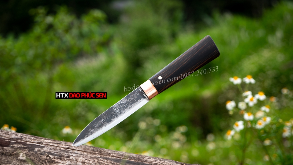 Dao bóc tỏi, gọt hoa quả cán gỗ mun DBTMDD, hàng chuẩn chính hãng CỦA DAO VIP - HTX DAO PHÚC SEN