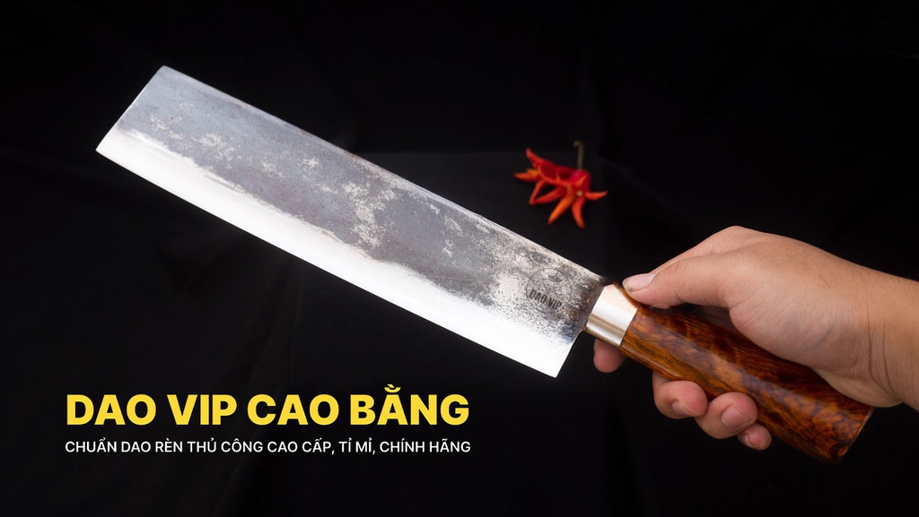 Dao chặt gà, chặt cây đa năng sắc bén- Thép nhíp ô tô - Cán gỗ tự nhiên khâu inox - G07 | DAO VIP CAO BẰNG